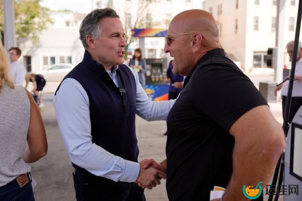 Pennsylvania Republican Senate candidate Dave McCormick greets a supporter during a campaign event in Steelton, Pa., Thursday, Sept. 12, 2024.
