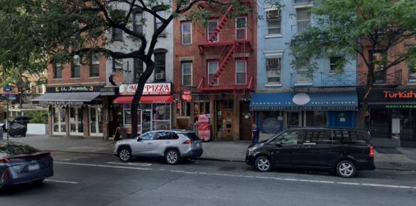 The brute was riding in front of Rudy’s Bar and Grill on Ninth Avenue near West 44th Street around 2:40 a.m. when he knocked into a 56-year-old man, who is from Illinois, according to cops and sources. 