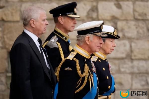 L-R clockwise: Prince Andrew, Prince Edward, Princess Anne and King Charles 