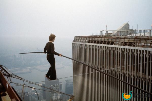 Philippe Petit, a young Frenchman artist tight rope walker, gave the most spectacular high-wire performance of all time.