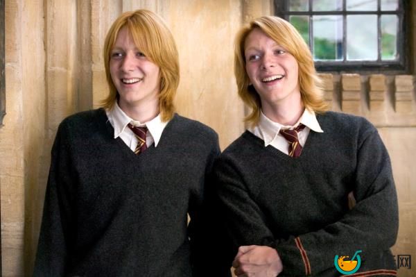 James and Oliver Phelps as Fred and George Weasley in 