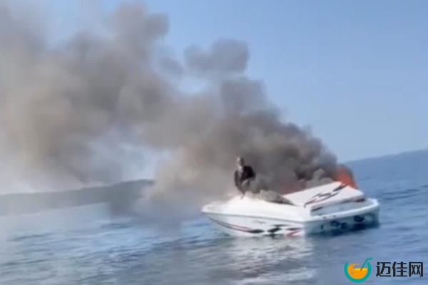 Man seen on burning boat