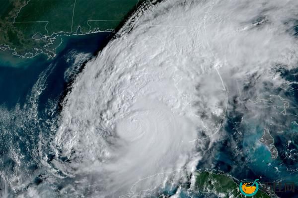 The eye of Hurricane Milton seen in a satellite image.