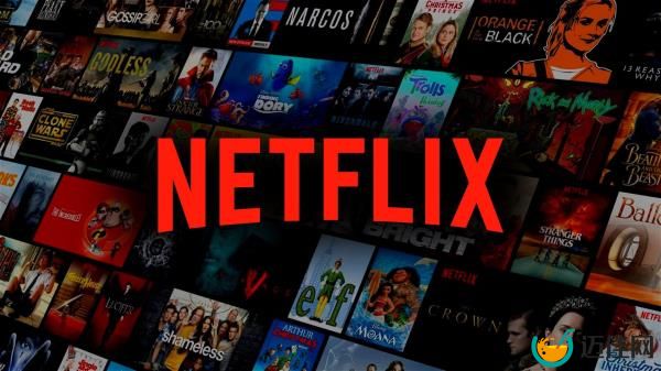 The Netflix logo with a gallery of movies and TV shows in the background